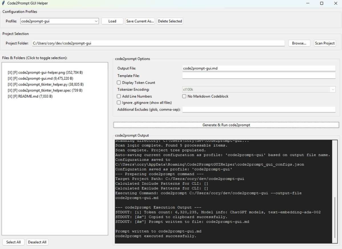 Taming Large Codebases with a Tkinter GUI for code2prompt header image