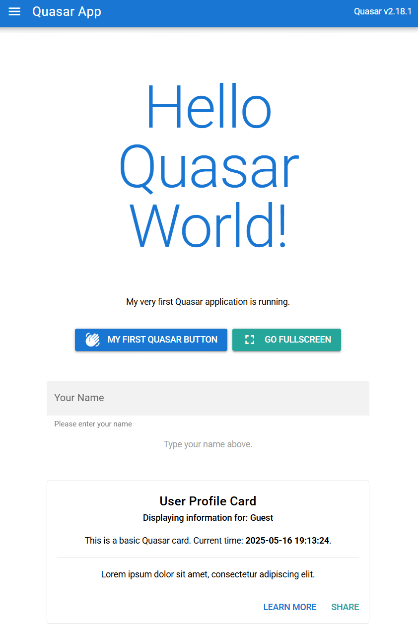 Quasar App Screenshot 1